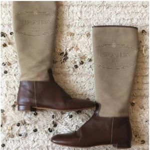 Vintage PRADA Milano Monogram Logo Riding Boot